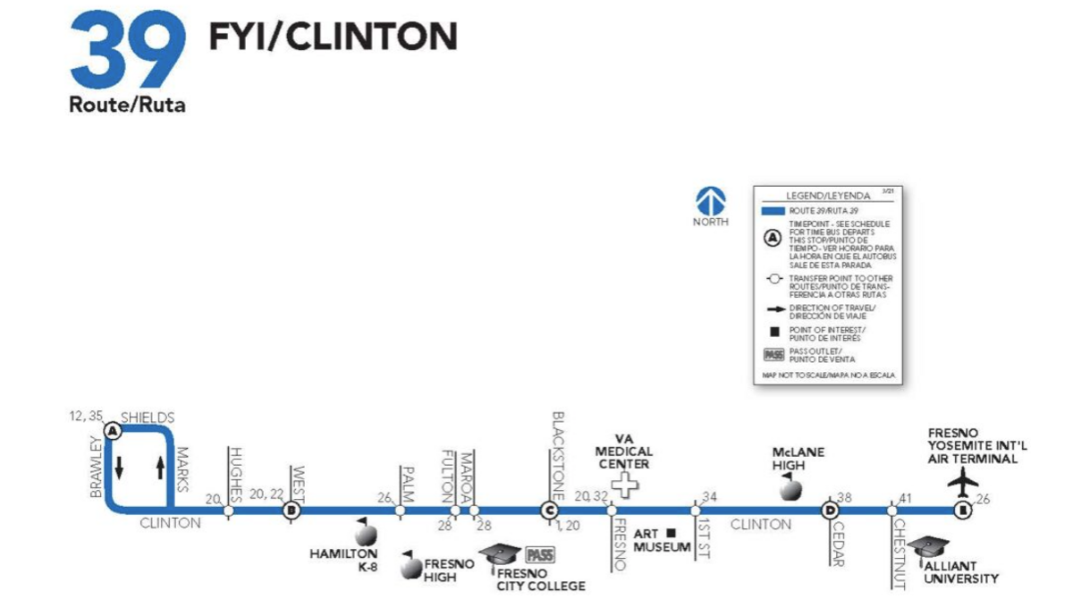 FAX bus route 39 along the Clinton Avenue corridor.